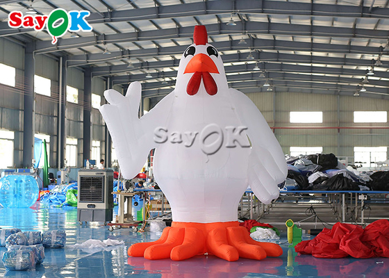 Decoração de festa de festival personagens de desenhos animados infláveis brancos de 13 pés animal modelo de galo de galinha inflável decorações de quintal