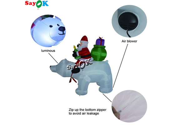 6 pés de explosão inflável Santa Claus Rides Polar Bear do gramado da jarda das decorações do feriado do Xmas