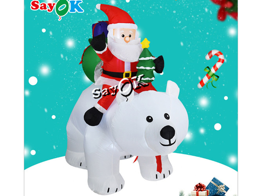 6 pés de explosão inflável Santa Claus Rides Polar Bear do gramado da jarda das decorações do feriado do Xmas