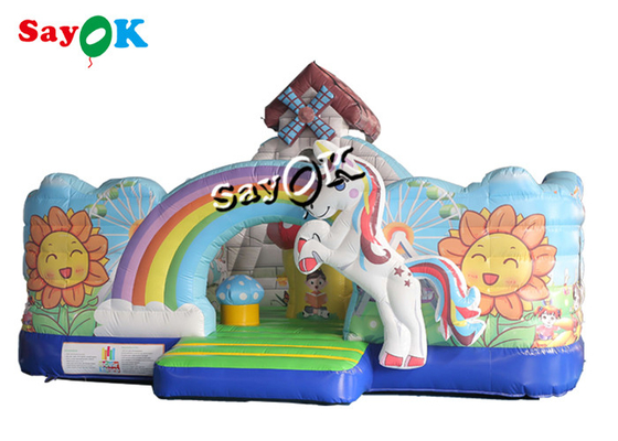 Casa Bouncy inflável de encerado da corrediça de Unicorn Theme Kids Jumping Castle com ventilador