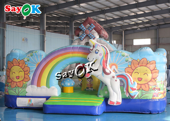 Casa Bouncy inflável de encerado da corrediça de Unicorn Theme Kids Jumping Castle com ventilador