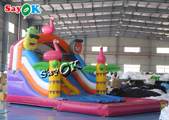Blower Up Slip N Slide Slide inflável comercial colorido de telhado de PVC inflável Slide com piscina