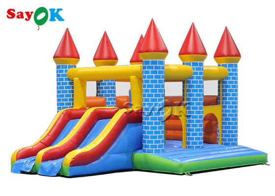 Casa inflável colorida do salto do campo de jogos das crianças com corrediça 5m 16.40ft