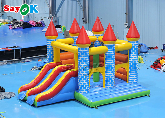 Casa inflável colorida do salto do campo de jogos das crianças com corrediça 5m 16.40ft