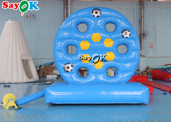 O futebol inflável azul inflável do jogo 9.84ft do lance do futebol arremessa o jogo de tiro exterior das crianças