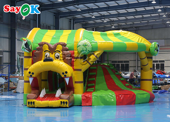 Corrediça de Lion Theme Tarpaulin Inflatable Bounce para o público do quintal