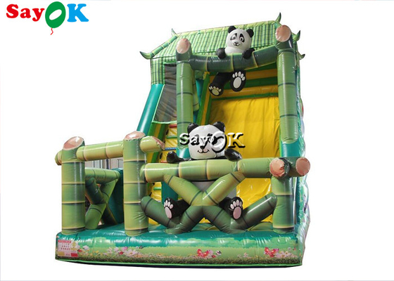 Deslizamento inflável para crianças Deslizamento inflável comercial Deslizamento inflável de guarda-roupa Panda Bamboo Floresta tema Deslizamento inflável escorregadio