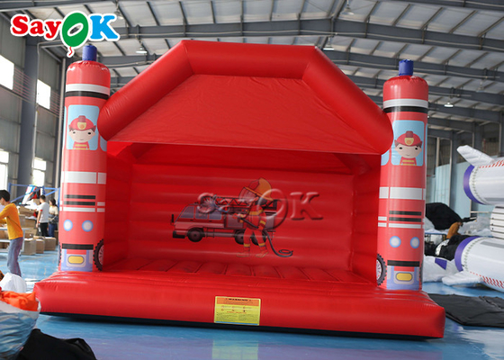 Trampolim inflável vermelho impresso temático do salto do fogo para o parque de diversões das crianças