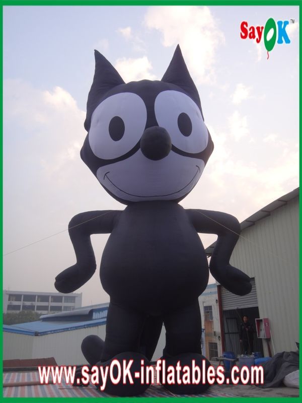 Caracteres de desenhos animados infláveis Gato preto / Tecido forte de Oxford Animais infláveis de desenhos animados Altura 8m