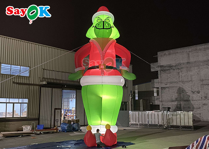 Cão gigante inflável personagens de desenhos animados Grinch inflável balão Papai Noel para decoração