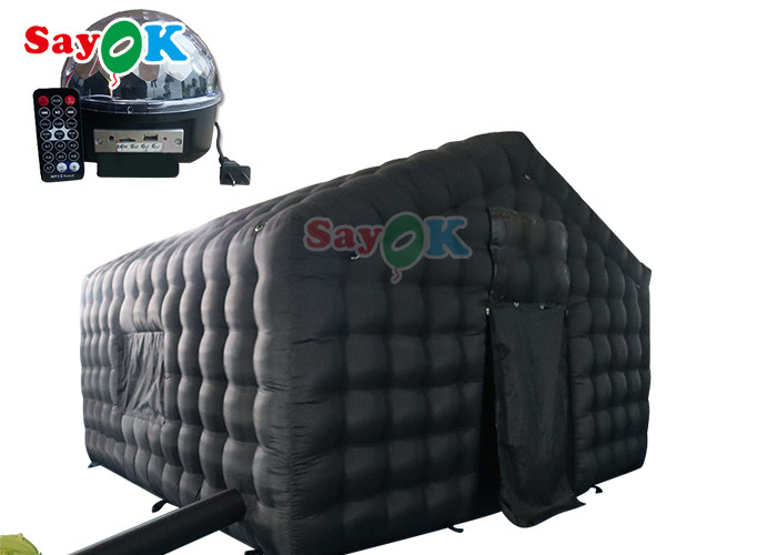 Custom Negro Large 20ft Inflatable Air Tent Party Portátil Iluminação LED Clube Noturno Inflável