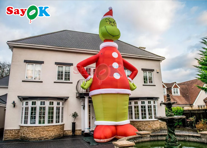 Balões de personagens infláveis Publicidade Grinch inflável 9m 30ft Grande Papai Noel decorações de Natal Cartoon