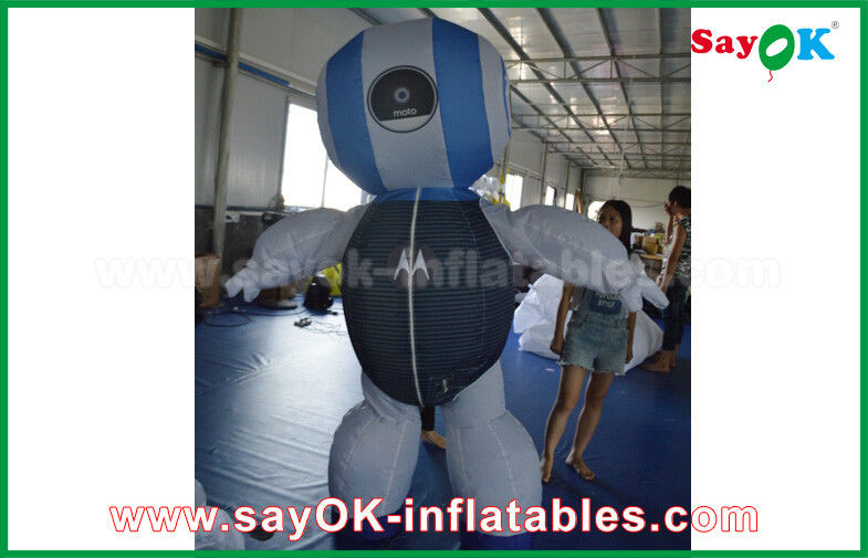 Robô inflável gigante personalizado 2mH Robô de tecido de Oxford Produtos infláveis personalizados Azul para publicidade