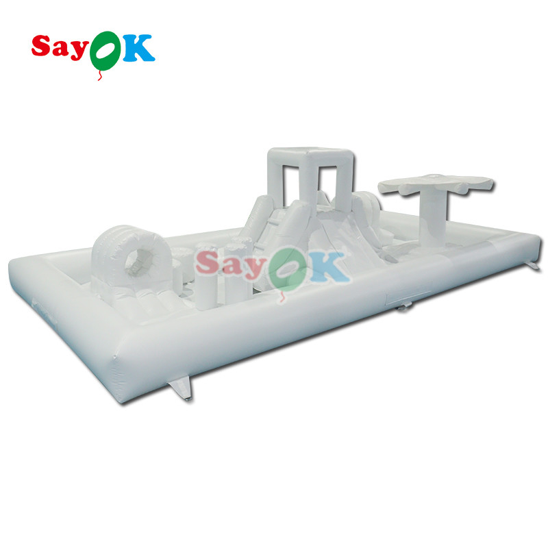Personalizado Mini Moderno Splash Pad Branco Parque Aquático Curso de Obstáculos Inflavel Parque de Jogos Castelo Slide Combo