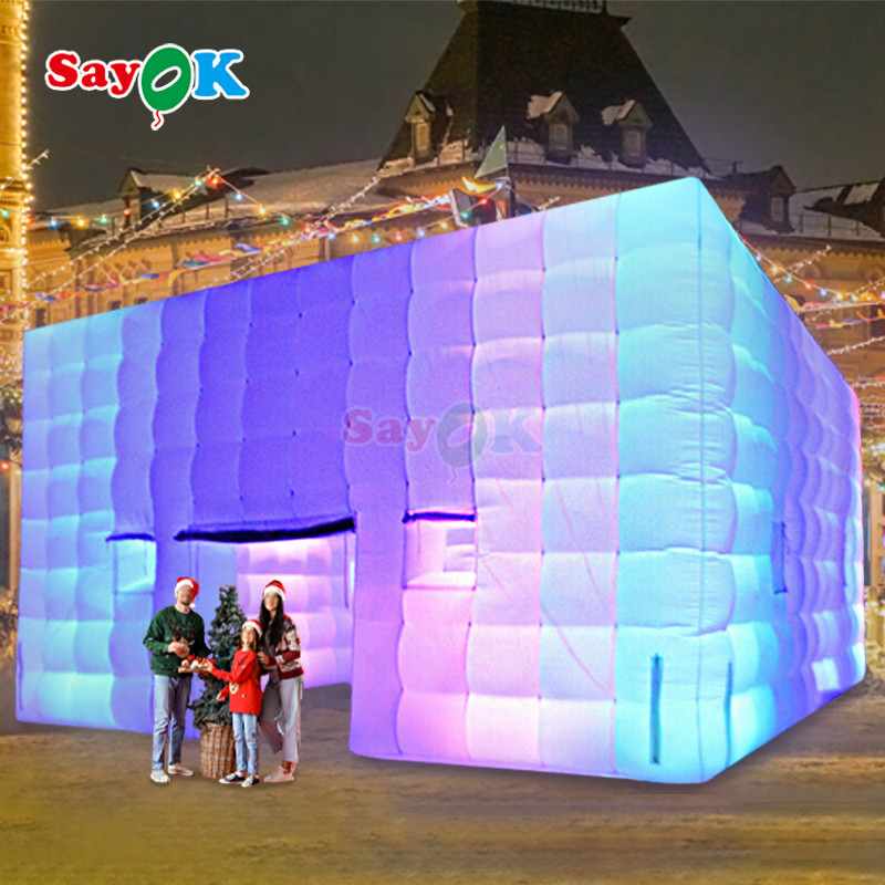 8m Quadrado Camping Tents LED inflável tenda para 80 pessoas Outdoor Party Event