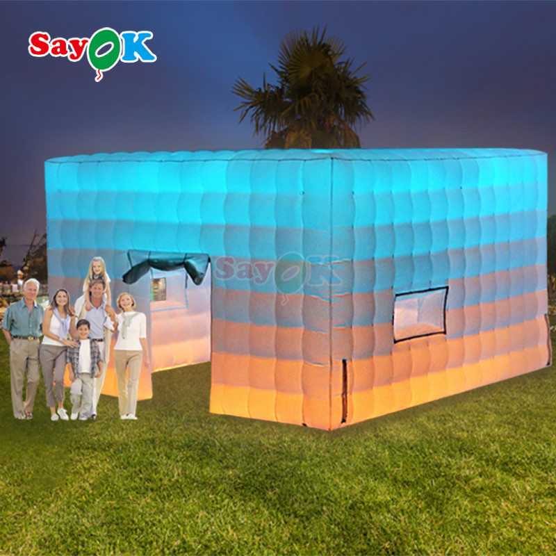 Tendas de luz LED quadradas brancas personalizadas Eventos de festa de acampamento Tenda inflável para aluguel