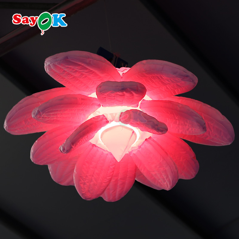 Infláveis Luz LED Pendente Flores de Lótus Infláveis Para Decorações de Casamento Palco Publicitário