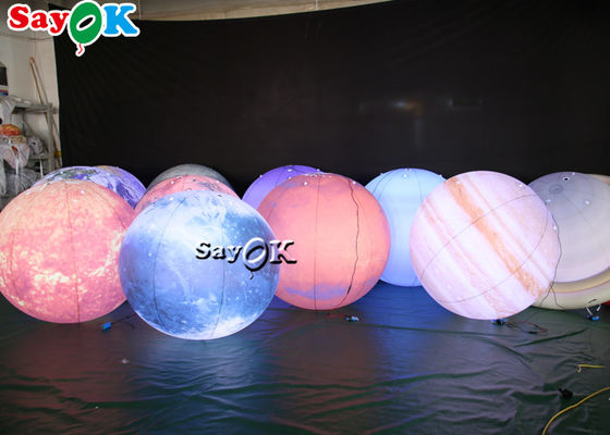 Material de iluminação inflável de suspensão enorme do PVC dos planetas da decoração oito do diodo emissor de luz