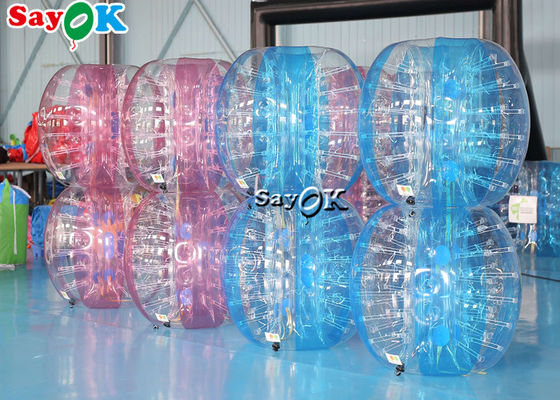 A bola abundante de Zorb do corpo inflável do PVC do adulto TPU dos jogos do carnaval ajustou o futebol inflável cor-de-rosa azul transparente da bolha