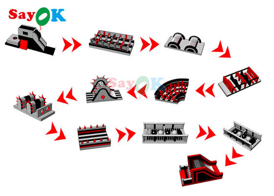 curso de obstáculo inflável de encerado de 150x3.8m que compete o jogo para eventos