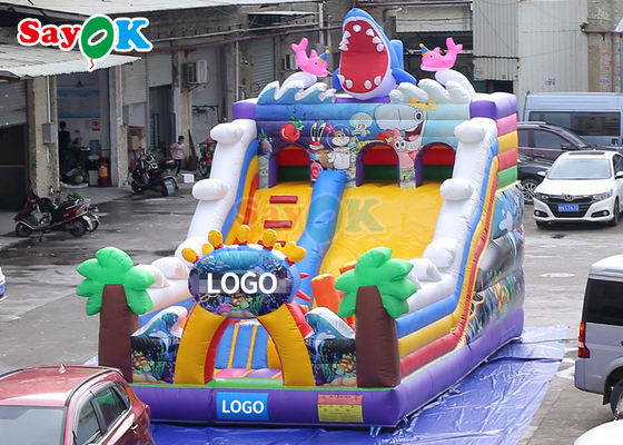 Slide inflável comercial desenho animado Pvc Slide inflável salteador Crianças saltar castelo Slide divertido curso de obstáculos