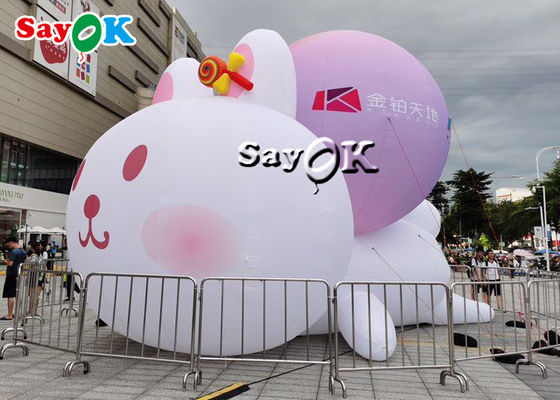 Coelhos infláveis Personagens de desenhos animados infláveis com iluminação LED RGB Decoração exterior do shopping