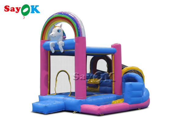Trampolim pequeno da explosão do PVC Unicorn Inflatable Bounce House Indoor das crianças
