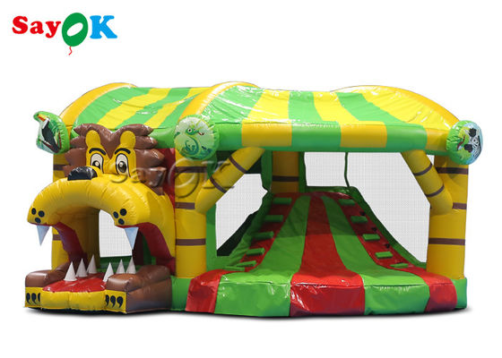 Corrediça de Lion Theme Tarpaulin Inflatable Bounce para o público do quintal