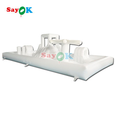 Equipamento de jogo comercial personalizado White Splash Pad Inflatable Water Park Bouncing Castle Slide