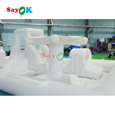 Equipamento de jogo comercial personalizado White Splash Pad Inflatable Water Park Bouncing Castle Slide