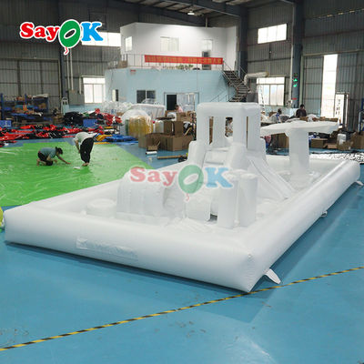 Equipamento de jogo comercial personalizado White Splash Pad Inflatable Water Park Bouncing Castle Slide