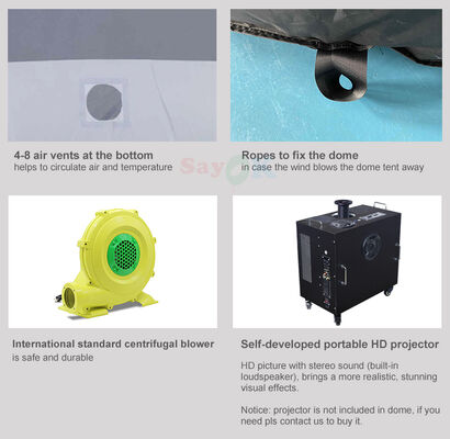 4m Cúpula do Planetário Inflavel Cinema Portátil Tenda Escola Projeção Cúpula do Planetário Inflavel com ar Blower Floor Mat