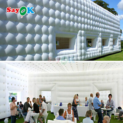 Sayok 10x20 metros Pavilhão de telhado de lona de PVC branco Tenda de cubo inflável para evento 200 pessoas