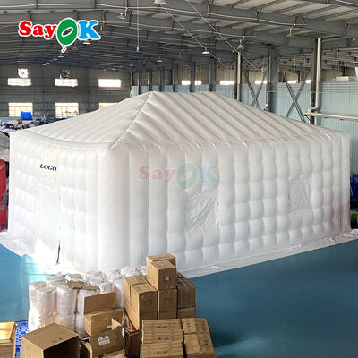Sayok 10x20 metros Pavilhão de telhado de lona de PVC branco Tenda de cubo inflável para evento 200 pessoas