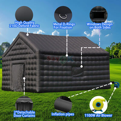 8mx6mx5mH Tenda Inflável Preta para Discoteca Tenda Portátil para Boate Impermeável Resistente a UV para Eventos ao Ar Livre