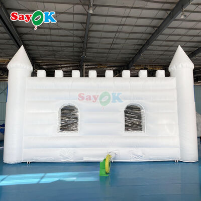 Tenda de castelo inflável à prova d'água, resistente aos raios UV, à prova de chamas, branca e personalizada, para casamentos e festas ao ar livre