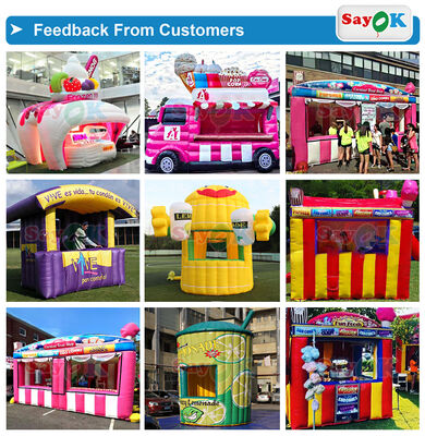 Barraca Inflável Portátil Personalizada para Pipoca com Tenda de Ar Durável de Lona de PVC de 0,4 mm e Resistência UV para Eventos ao Ar Livre