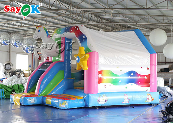 casa de salto do salto inflável do unicórnio do rosa 4.9x3.9x3.3 para a criança