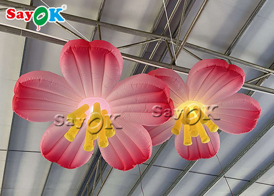 Flor conduzida inflável de suspensão de Oxford 1.5m do rosa da decoração