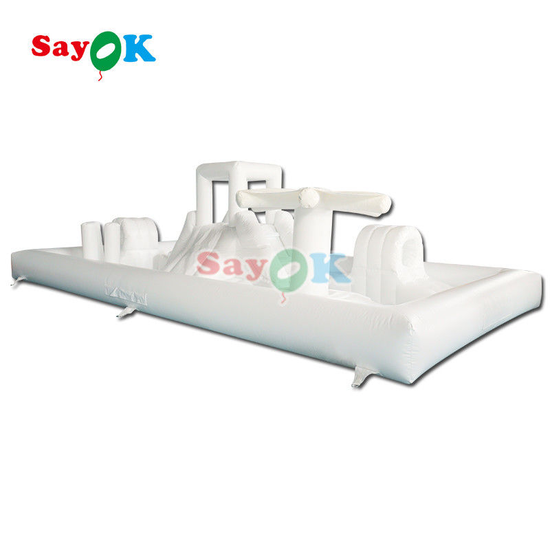 Equipamento de jogo comercial personalizado White Splash Pad Inflatable Water Park Bouncing Castle Slide