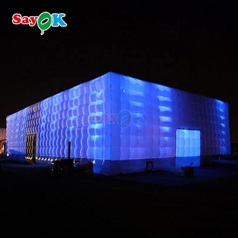 Sayok 20x10m Portátil Impermeável Tecido Oxford LED iluminado Tenda Cubo Inflável para festa Eventos Clube aluguel