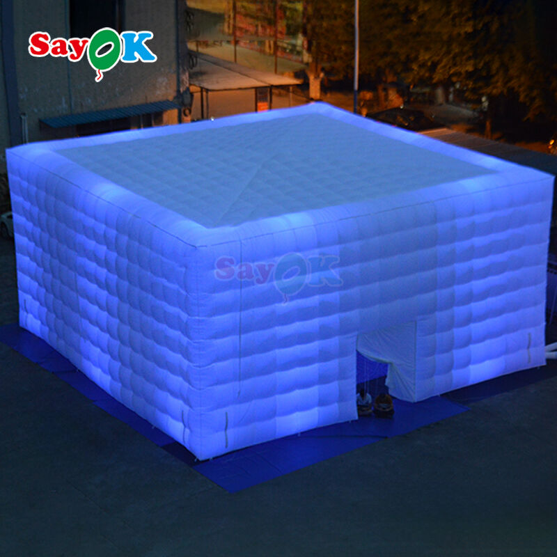 Sayok Tecido Oxford Portátil 10m Grande Iluminado Inflável Air Party Cube Tent para aluguel de eventos de acampamento ao ar livre