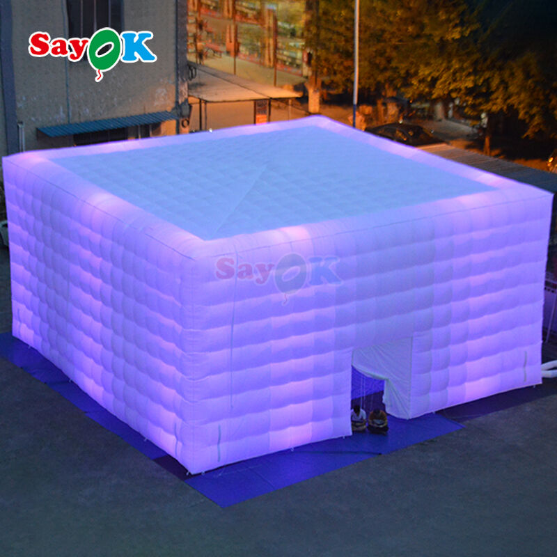 Sayok Free 3D Design Oxford Cloth 10x10m Grande Cubo Festa de Eventos ao Ar Livre Tenda Inflável com Luz LED e Blower