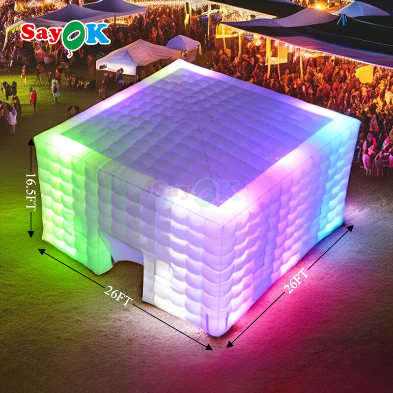 Tenda de ar inflável de 8m x 8m com iluminação LED e tecido durável de Oxford para eventos ao ar livre