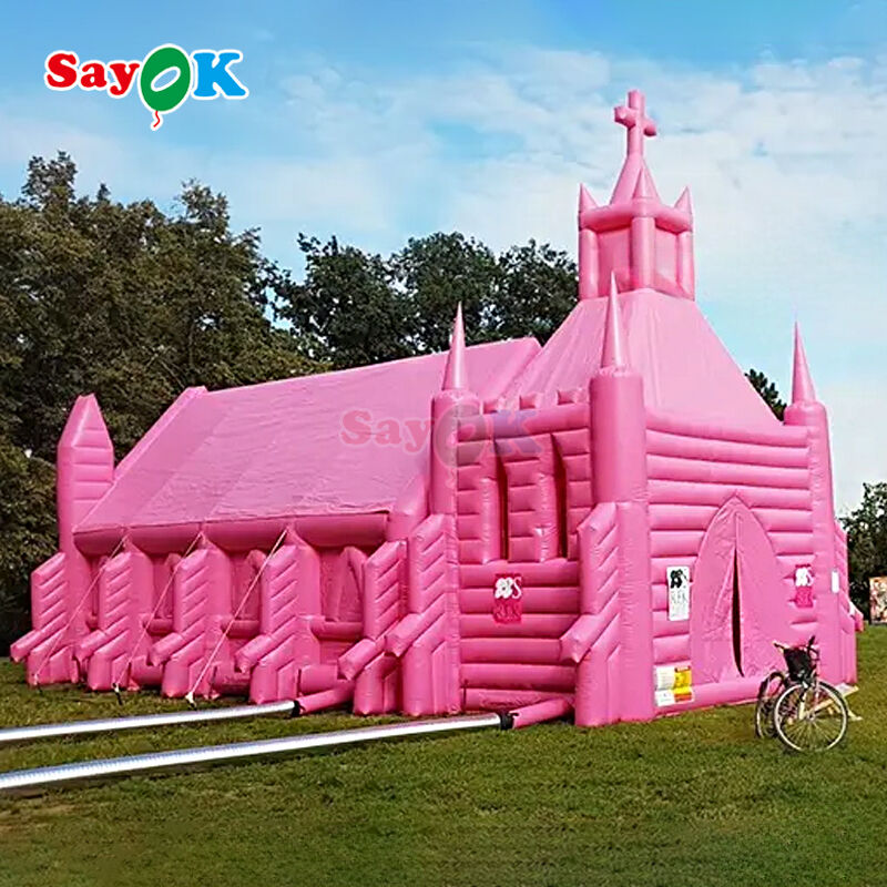 Tenda de igreja inflável portátil retardadora de chama com tamanho personalizável para casamentos ao ar livre