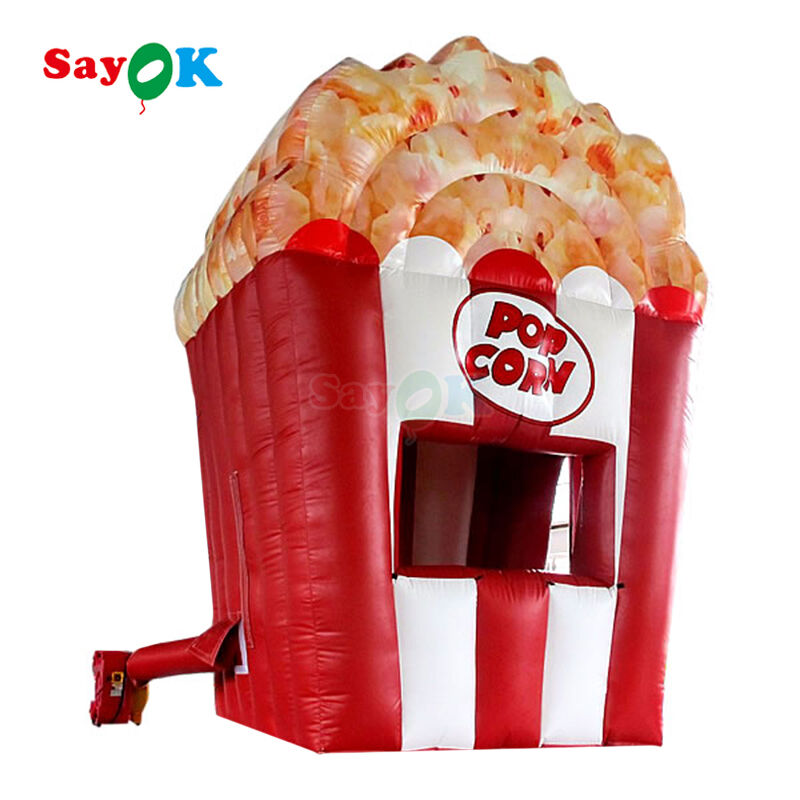 Barraca Inflável Portátil Personalizada para Pipoca com Tenda de Ar Durável de Lona de PVC de 0,4 mm e Resistência UV para Eventos ao Ar Livre